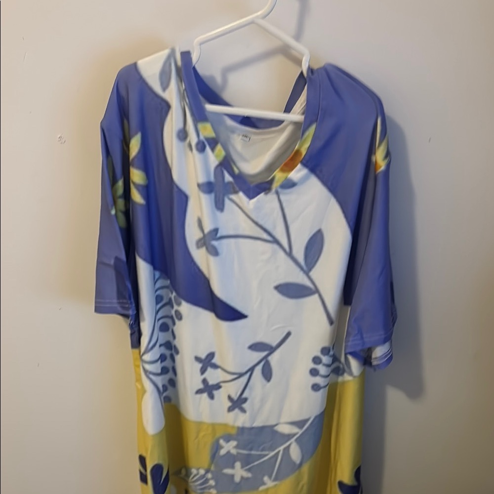 Colorful Floral V-Neck Dress